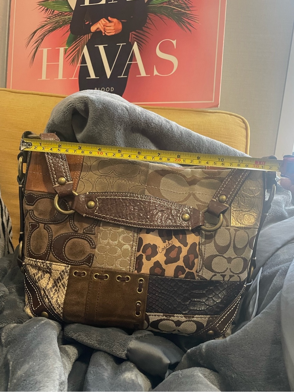 Coach Patchwork Signature Shoulder Bag in Brown and Tan - Picture 8 of 9